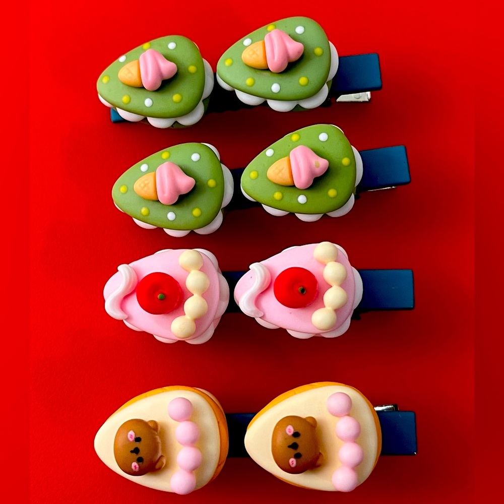 Slice cake hair clip set